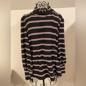 WHO WHAT WEAR Striped Asymmetrical Blouse. Size L